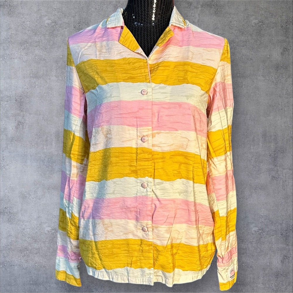 Scotch Soda Amsterdam Striped Button Down Shirt Women Summer Edition Pink Yellow